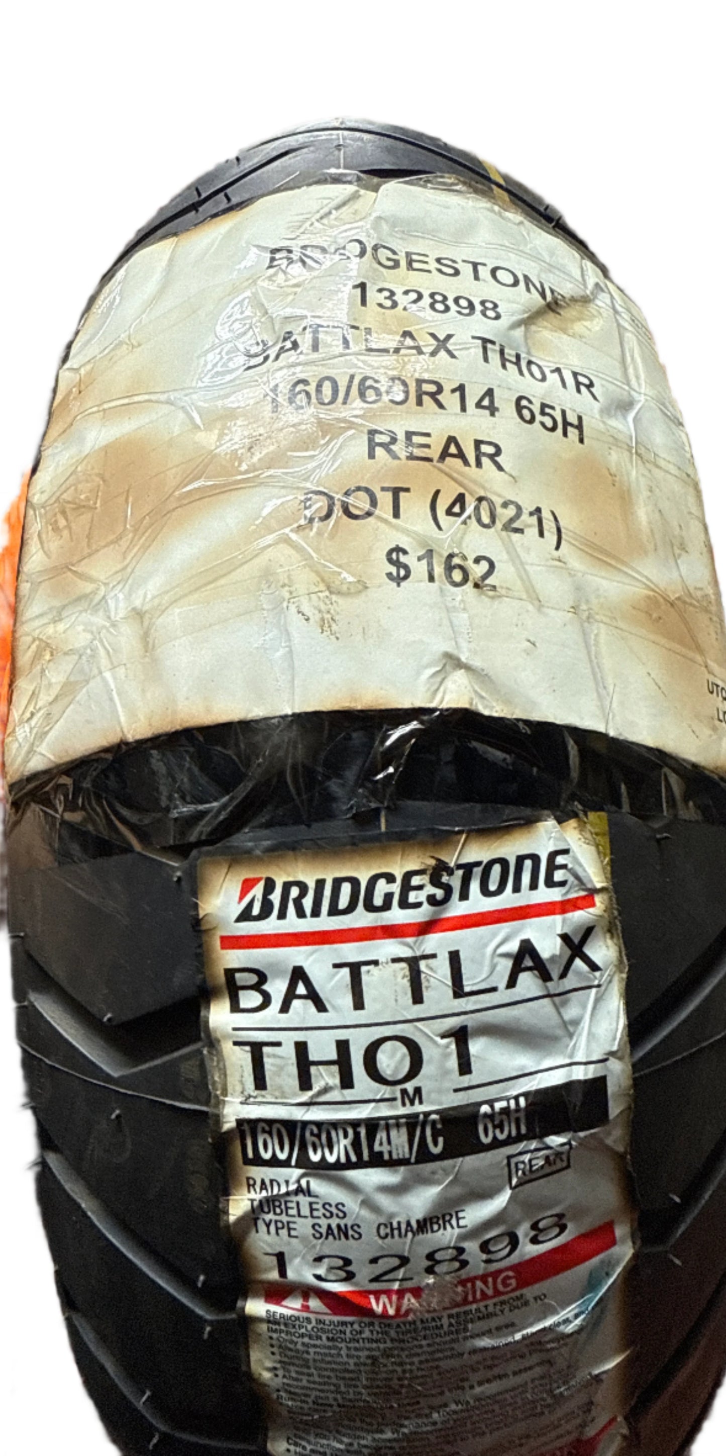 BRIDGESTONE BATTLAX TH01R 160 60 14 65H REAR MOTORCYCLE TIRE 132898