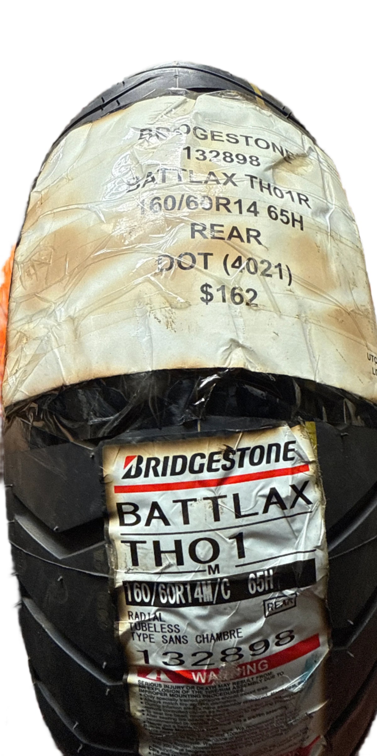 BRIDGESTONE BATTLAX TH01R 160 60 14 65H REAR MOTORCYCLE TIRE 132898