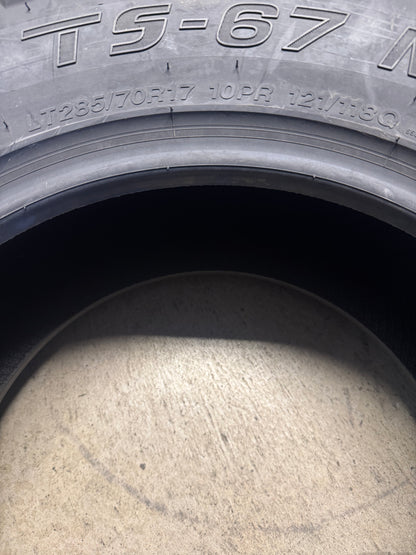 NOS TBB TIRES TS-67 M/T BSW LT 285 70 17 121/118Q 10PLY MUD TERRAIN TIRE HKFB9MB