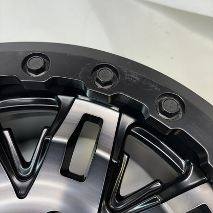 2 TUSK TETON BEADLOCK ATV UTV GUN METAL/BLACK WHEELS 14X7 4/114.3 ET+30