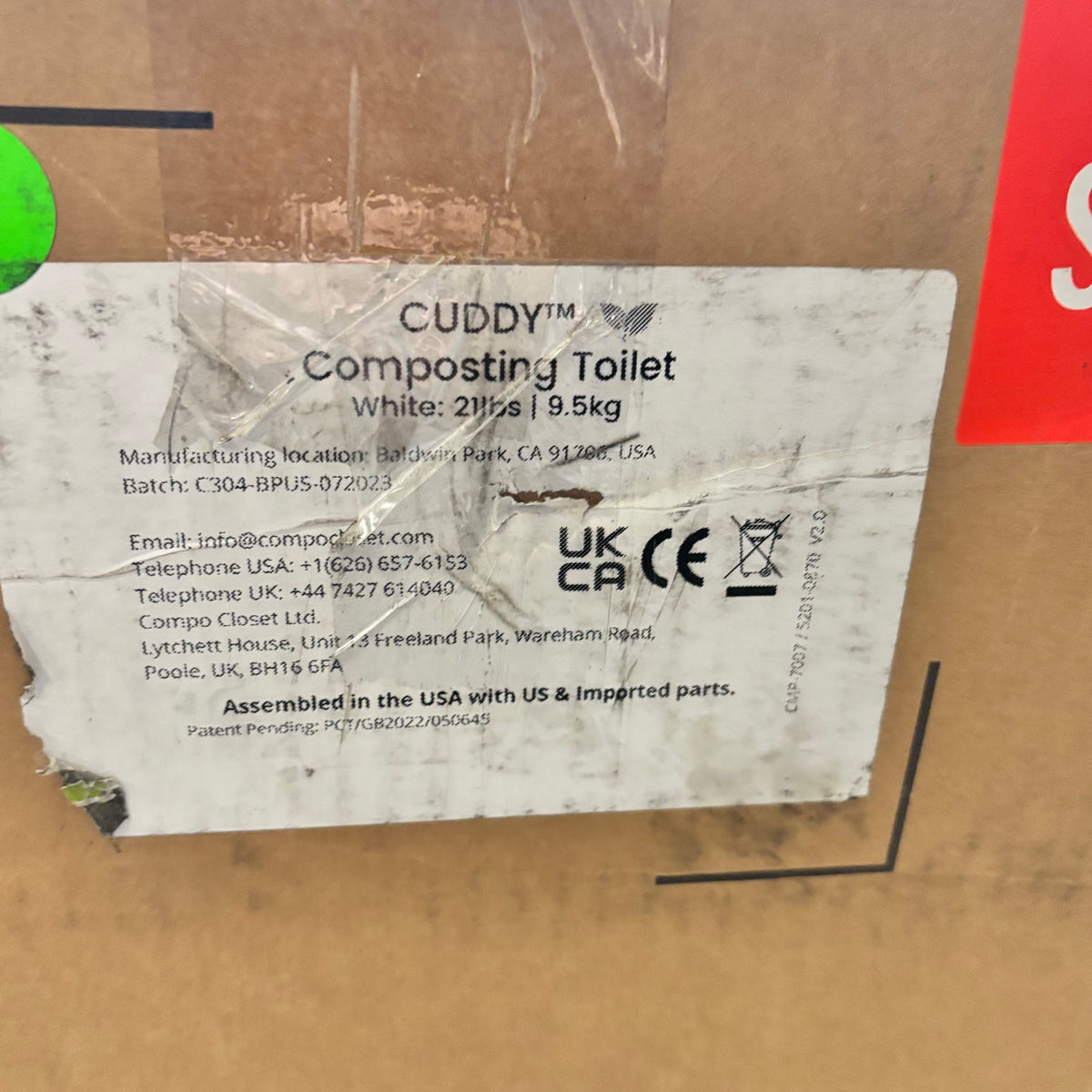 CUDDY COMPOSTING TOILET 3.9 GAL CAPACITY