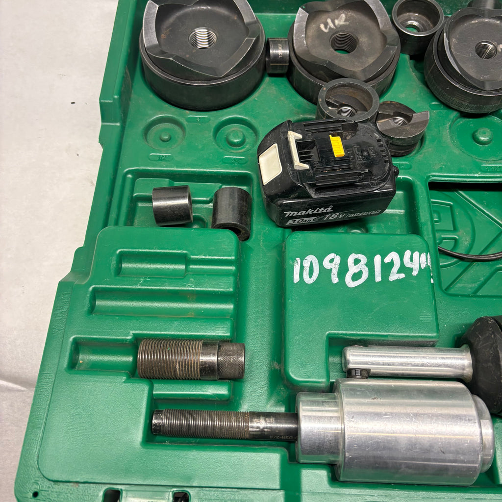 USED GREENLEE LS100X INTELLI-PUNCH 11-TON BATTERY-HYDRAULIC KNOCKOUT PUNCH KIT WITH SLUG-BUSTER
