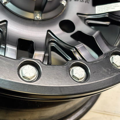 TUSK TETON BEADLOCK ATV/UTV GUN METAL/BLACK WHEELS 14X7 4/156 ET+5