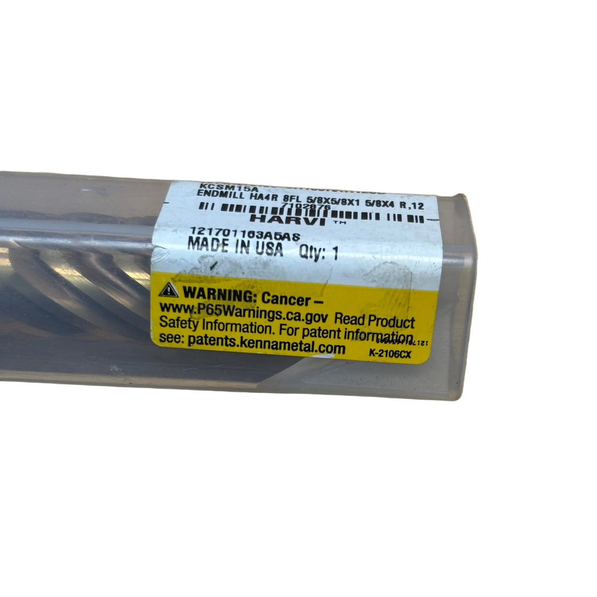 KENNAMETAL GRADE SOLID CARBIDE END MILL 5/8X5/8X1 5/8X4 R.12 KCSM15A