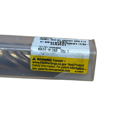KENNAMETAL GRADE SOLID CARBIDE END MILL 5/8X5/8X1 5/8X4 R.12 KCSM15A