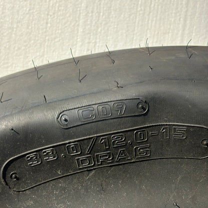 HOOSIER CO9 DRAG WL 33 12 15 104-1/4" ROLLOVER DRAG SLICK RACING TIRE 18350