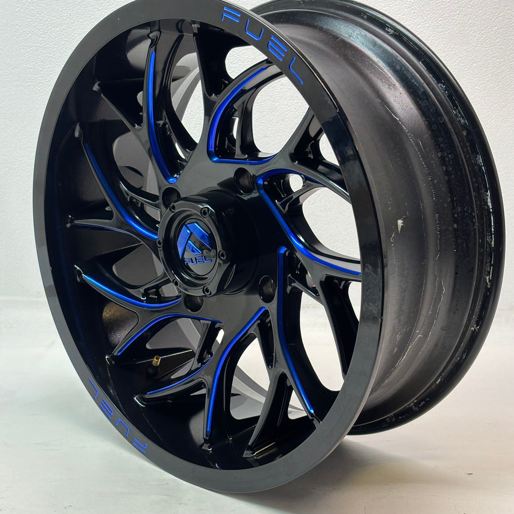 FUEL UTV ALUMINUM RIM D778 RUNNER UTV 18X7 5X156 ET13 GLOSS BLACK MILLED CANDY BLUE FINISH