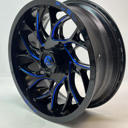FUEL UTV ALUMINUM RIM D778 RUNNER UTV 18X7 5X156 ET13 GLOSS BLACK MILLED CANDY BLUE FINISH