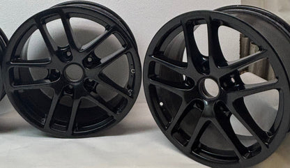 4 USED PORSCHE STAGGERED WHEEL SET F-17X6.5 ET 55 R- 17X12 ET 50 98736212601 98736212206