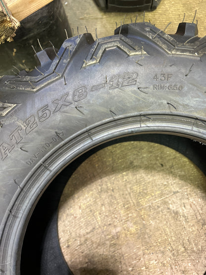 DUHOW DAV110 BSW  AT 25 8 12 43F 6PLY ATV/UTV TIRE