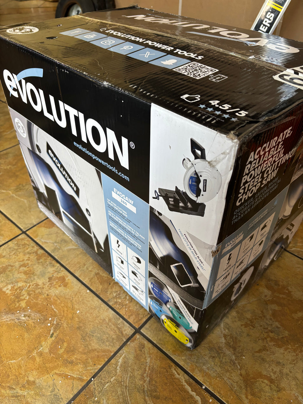 EVOLUTION POWER TOOLS 14-INCH CHOP SAW 15-AMP MOTOR  0-45" ‎080-0004 KSL ONLY