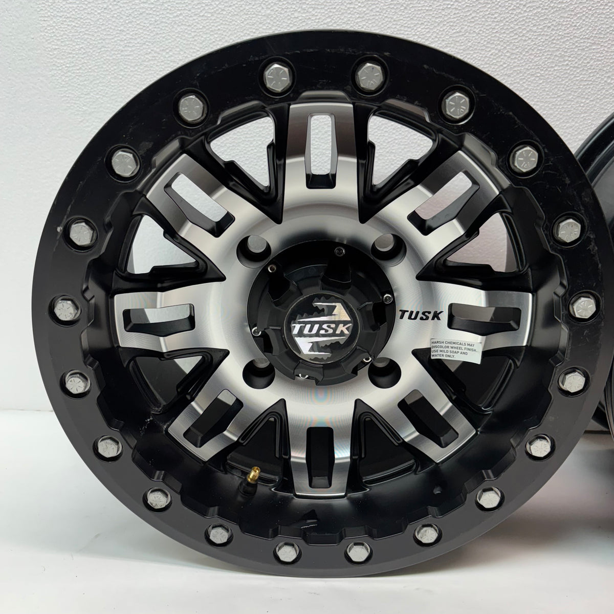 4 TUSK TETON BEADLOCK ATV UTV MACHINED/BLACK WHEELS 14X7 4/139.7 ET+5
