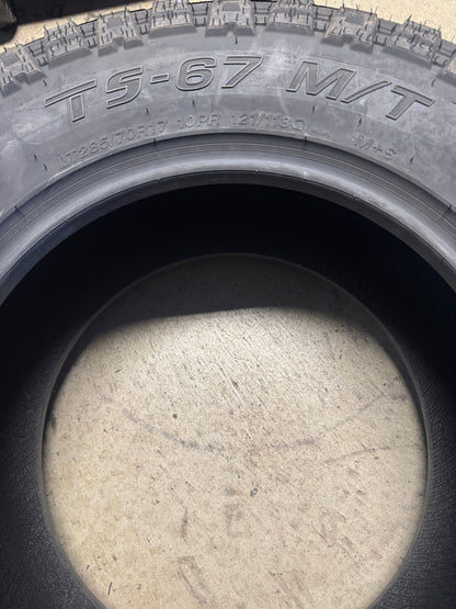 NOS TBB TIRES TS-67 M/T BSW LT 285 70 17 121/118Q 10PLY MUD TERRAIN TIRE HKFB9MB