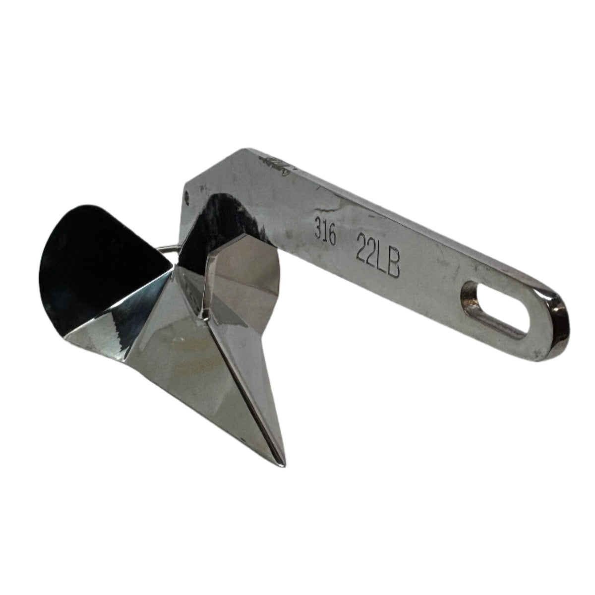 STAINLESS STEEL 316 DELTA ANCHOR 22LBS (10KG) MARINE GRADE WITH BOW SHACKLE