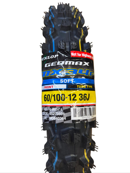 DUNLOP GEOMAX MX34 BSW 60 100 12 36J FRONT MOTORCYCLE TIRE 45273501