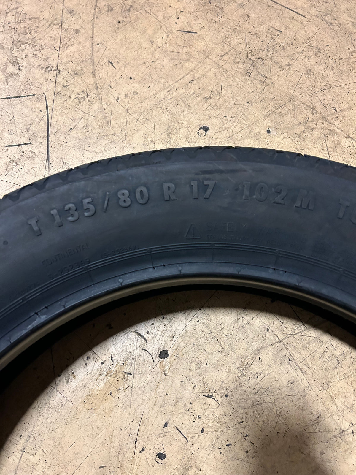 CONTINENTAL SCONTACT BSW T 135 80 17 102M SPARE TIRE 03114260000