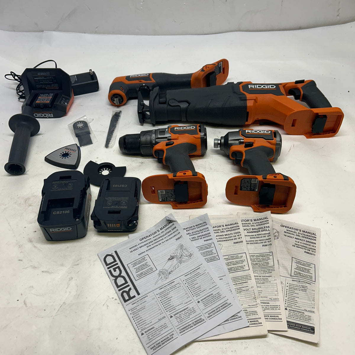 RIDGID 18V LITHIUM ION BRUSHLESS 4 TOOL COMBO KIT  RNKSCK401SB