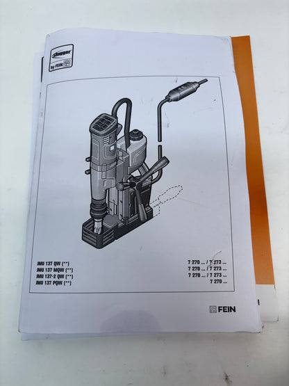 FEIN JMU 137 MQW 1-3/8" CORDED UNIVERSAL MAGNETIC CORE DRILL 7-270-56-61-12-0