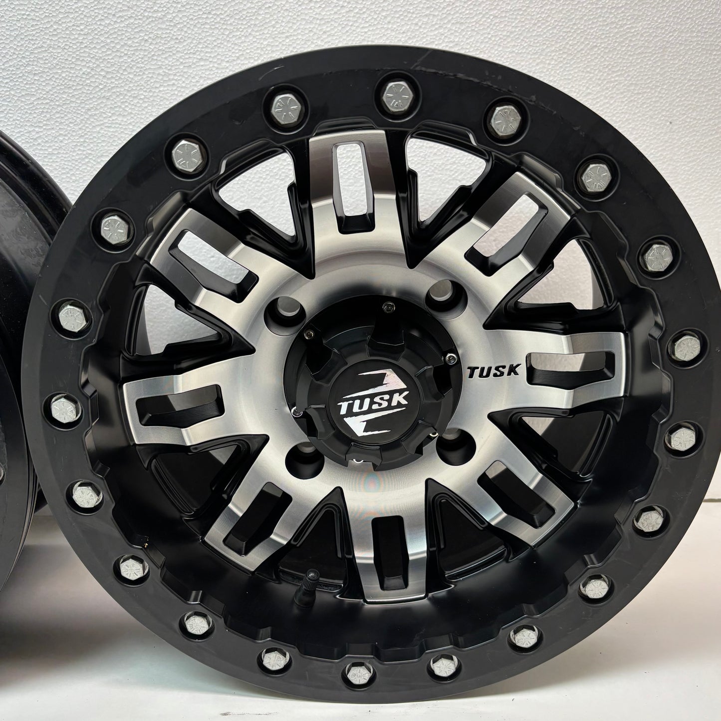 4 TUSK TETON BEADLOCK ATV UTV MACHINED/BLACK WHEELS 14X7 4/139.7 ET+5