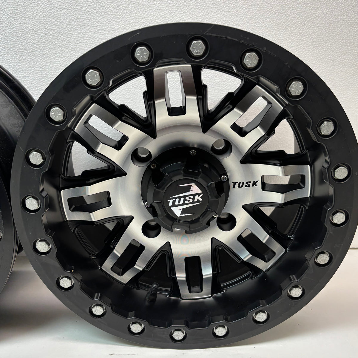 4 TUSK TETON BEADLOCK ATV UTV MACHINED/BLACK WHEELS 14X7 4/139.7 ET+5