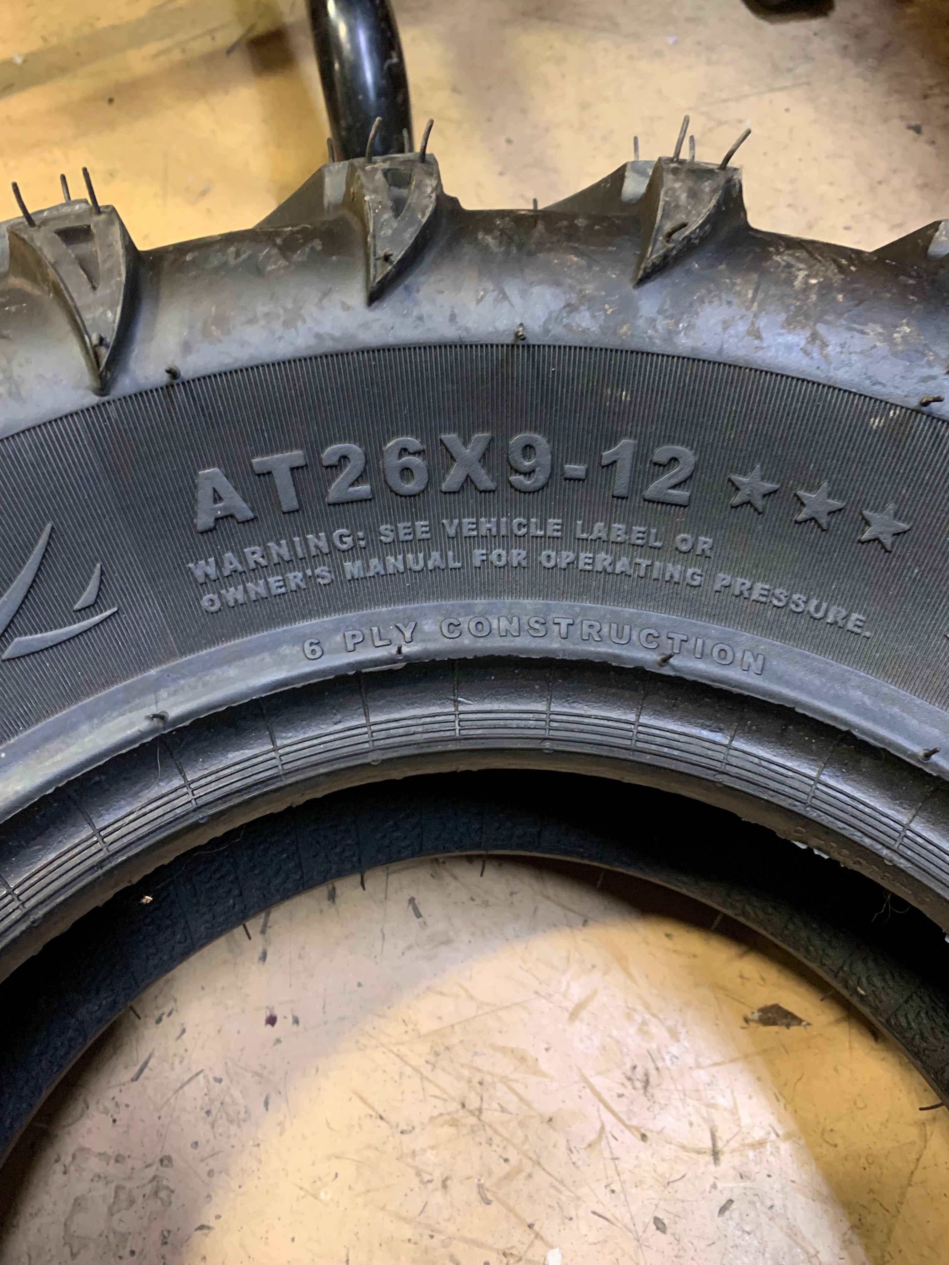 CARLISLE BLACK ROCK BSW AT 26 9 12 6PLY ATV/UTV TIRE 6P0225