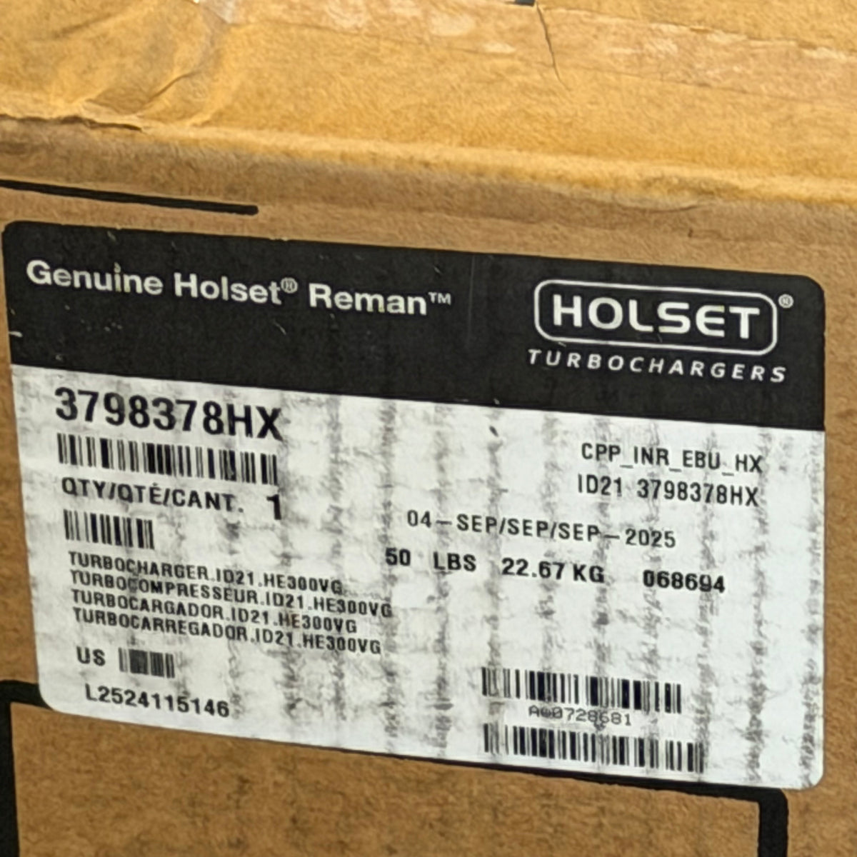 REMANUFACTURED HOLSET CUMMINS ISB 6.7 TURBO HE351VE 3798378HX