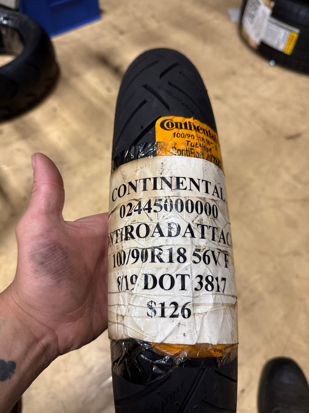 NOS CONTINENTAL CONTIROAD ATTACK 3 100 90 18 56V FRONT MOTORCYCLE TIRE 02445000000