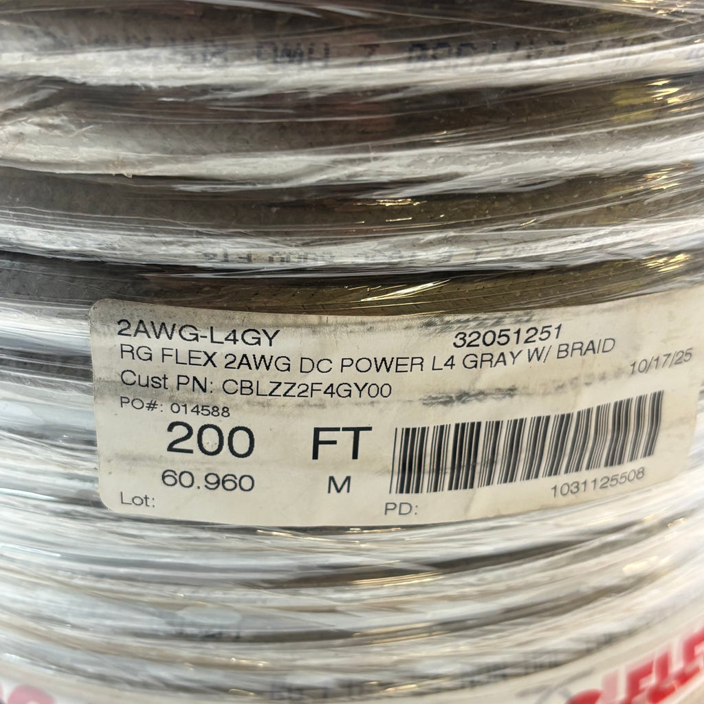 CABLCON RG FLEX 2AWG DC POWER L4 GRAY W/ BRAID 200FT 2AWG-L4GY