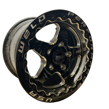 WELD RACING VENTURA BEAD LOCK 15X10 ET50 5X120.65 GLOSS BLACK WHEEL S904B0063P50