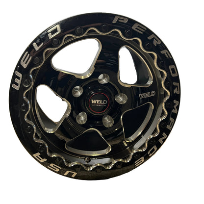WELD RACING VENTURA BEAD LOCK 15X10 ET50 5X120.65 GLOSS BLACK WHEEL S904B0063P50