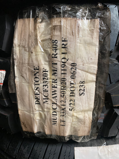 NEW OLD STOCK DEESTONE MUD CLAWER R408 BSW LT 33 12.5 20 119Q LRF 12PLY MUD TERRAIN  TIRE MCF3320F