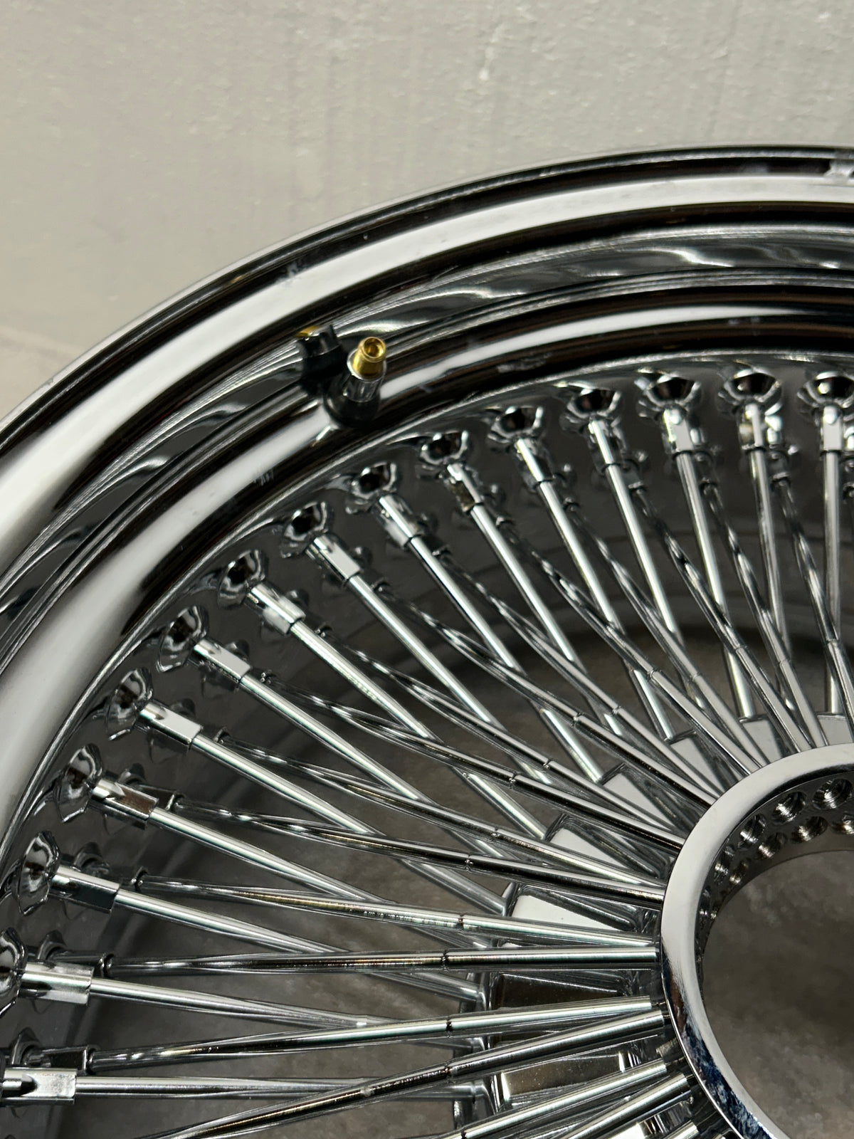 SINGLE 17X8 STANDARD 100 SPOKES ALL CHROME LOWRIDER WIRE WHEEL RIMS