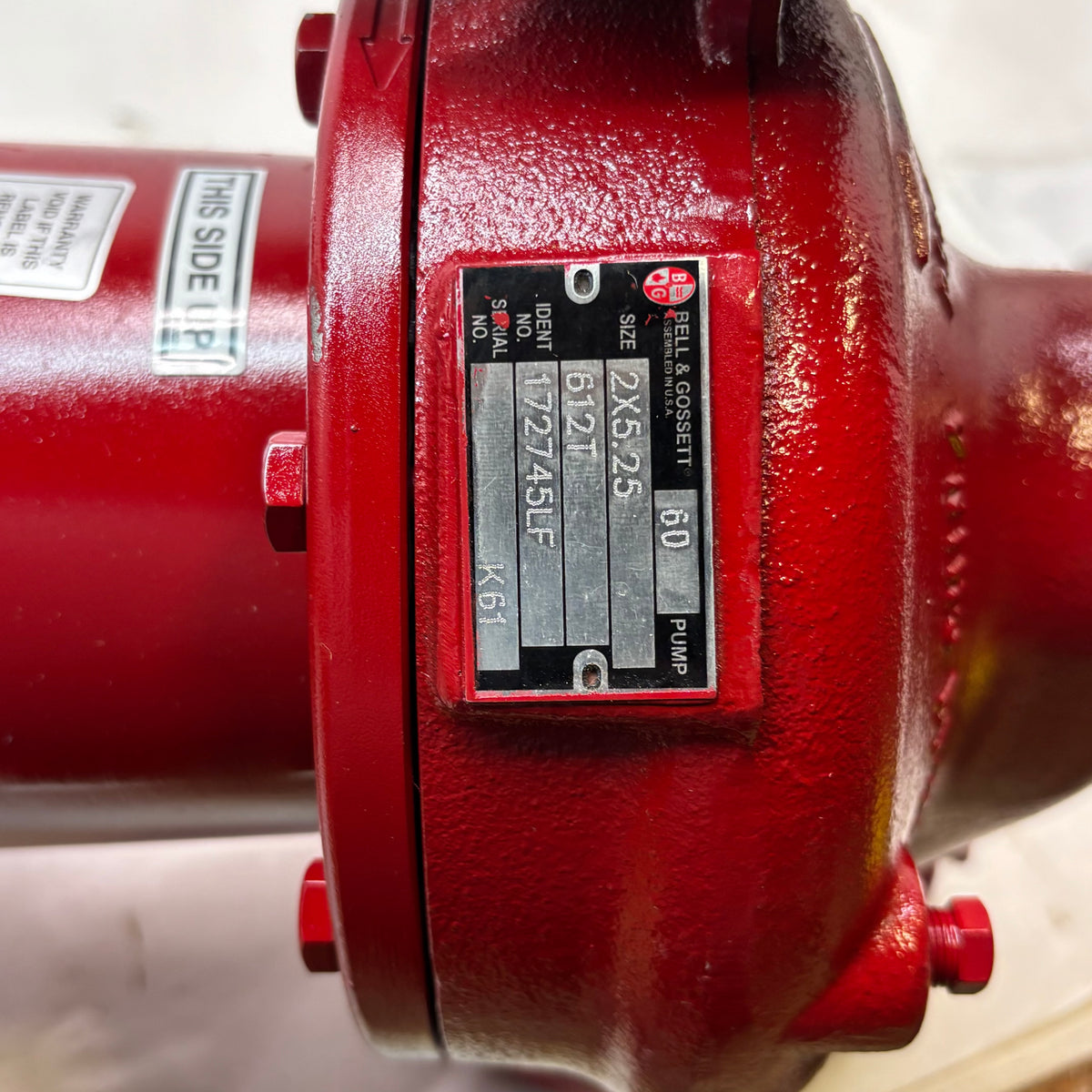 BELL AND GOSSETT MAINTENANCE FREE PUMP 612T SERIES 60 PUMP 1 HP MOTOR 172745LF
