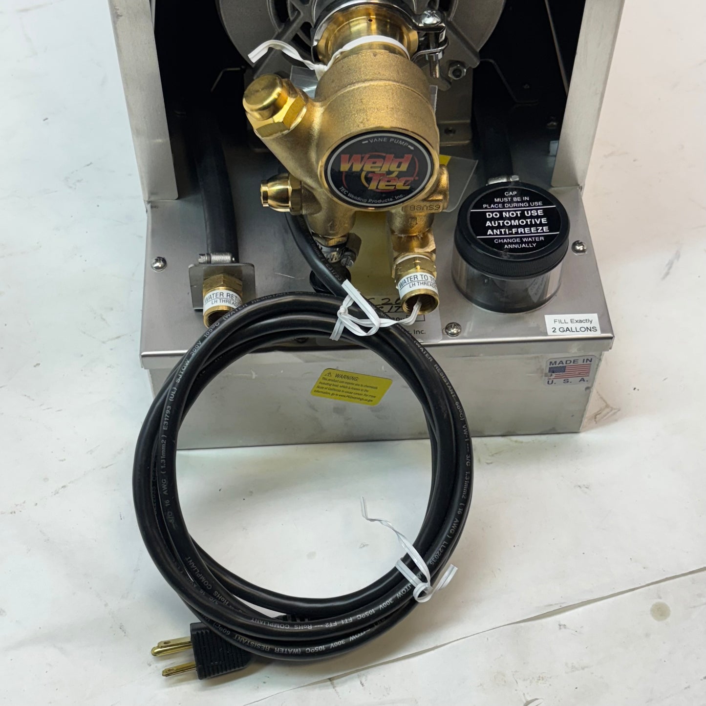WELDTEC C20 WATER COOLER, PREMIUM, BRONZE PUMP, 115 VOLT, 2 GAL TANK