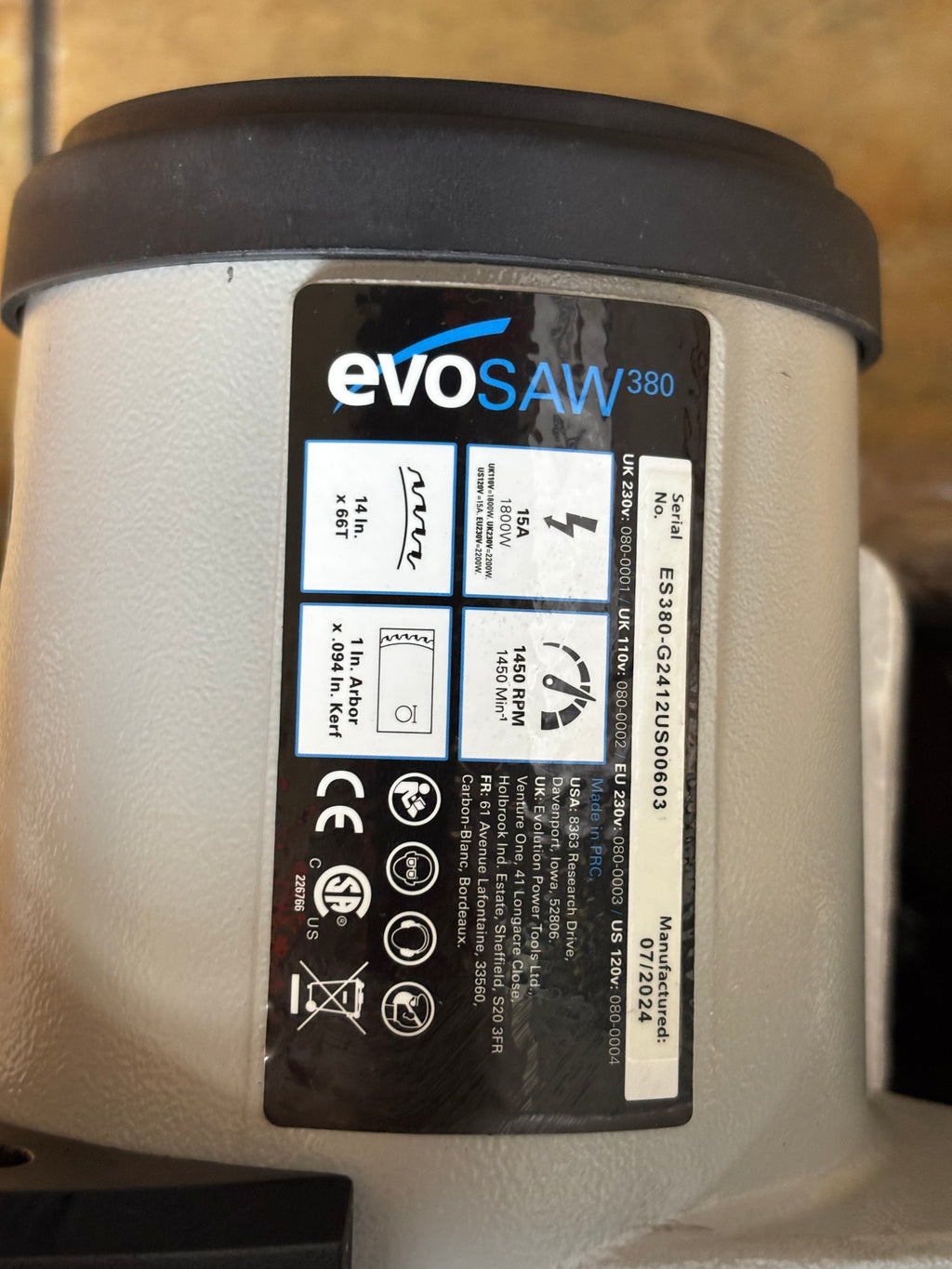EVOLUTION POWER TOOLS 14-INCH CHOP SAW 15-AMP MOTOR  0-45" ‎080-0004 KSL ONLY
