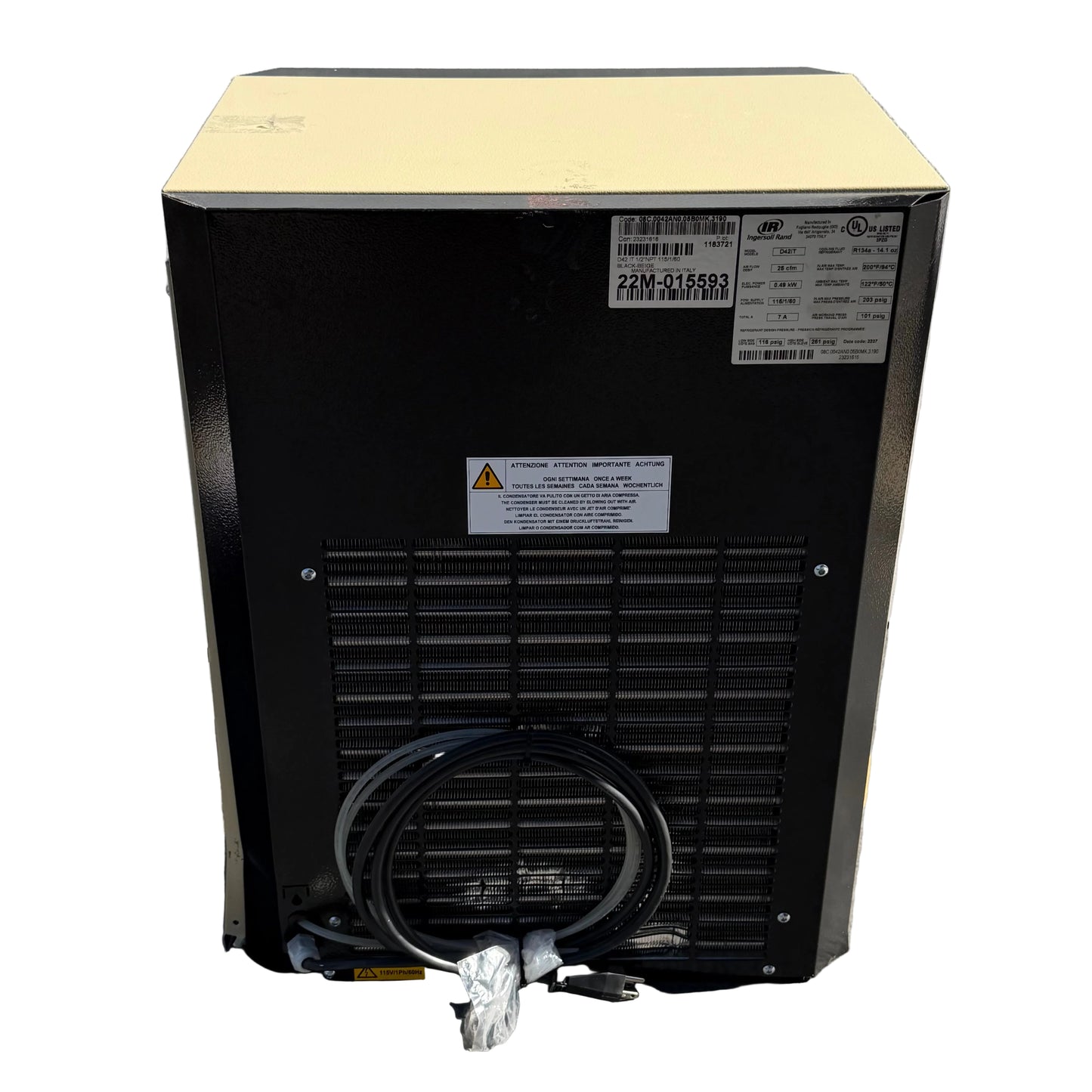 INGERSOLL RAND D42IT 23231616 NON-CYCLING HIGH TEMPERATURE REFRIGERATED AIR DRYER 24 CFM 1-PHASE 115V