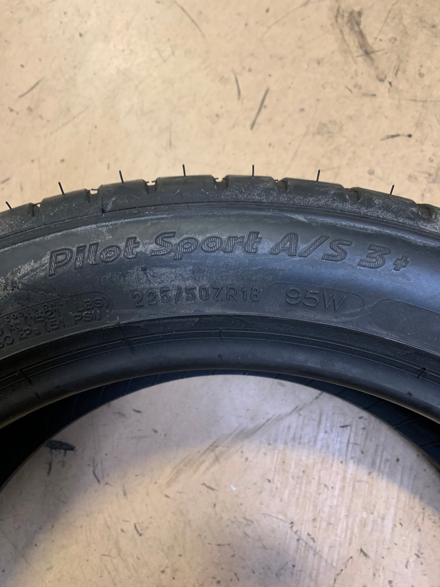 4 NOS 4 MICHELIN PILOT SPORT A/S 3+ BSW P 225 50 18 95W SUMMER TIRE 15274