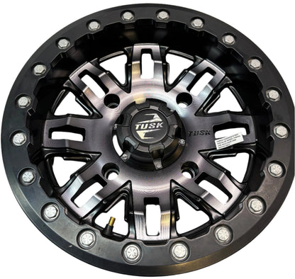 TUSK TETON BEADLOCK ATV/UTV GUN METAL/BLACK WHEELS 14X7 4/156 ET+5