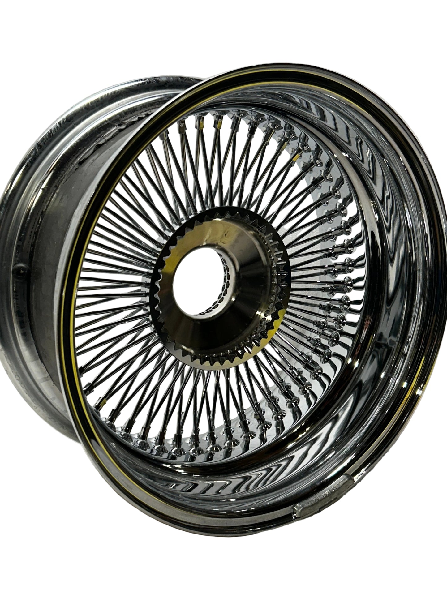 SINGLE 17X8 STANDARD 100 SPOKES ALL CHROME LOWRIDER WIRE WHEEL RIMS