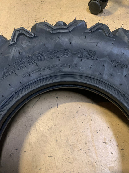 MASSFX BSW AT 25 8 12 43F 6PLY FRONT BLOCK TREAD ATV/UTV TIRE QL25812