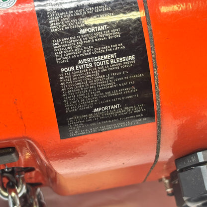 CM LODESTAR MODEL F 1/2-TON 16FPM 115V-1-60 10FT LIFT HEIGHT ELECTRIC CHAIN HOIST 2752NH-SH