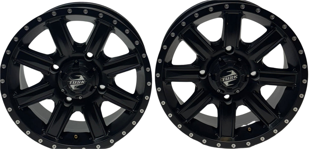 2 TUSK TD671B CASCADE MATTE BLACK WHEELS 4X4.5 14X7 ET30