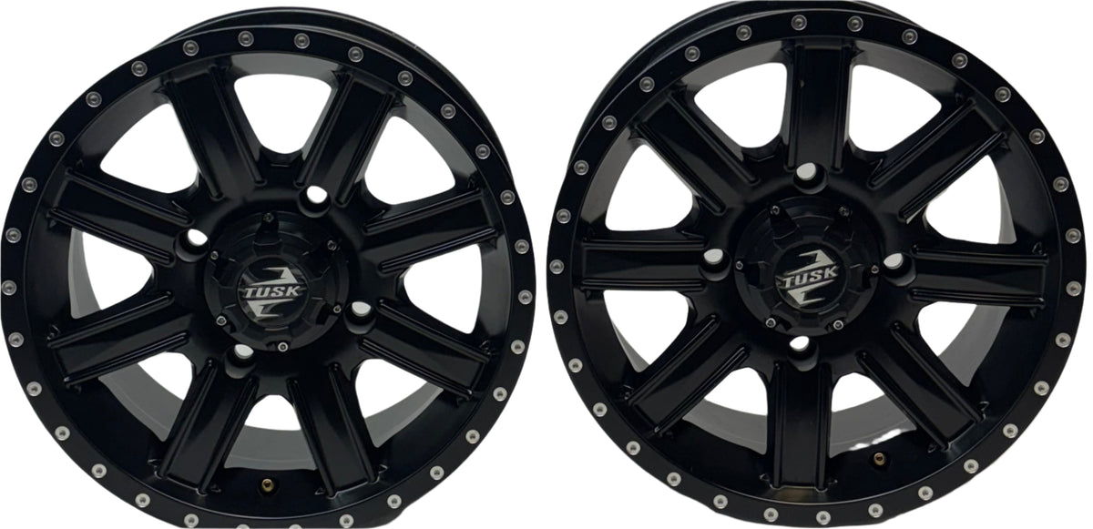 2 TUSK TD671B CASCADE MATTE BLACK WHEELS 4X4.5 14X7 ET30