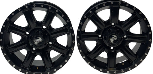 2 TUSK TD671B CASCADE MATTE BLACK WHEELS 4X4.5 14X7 ET30