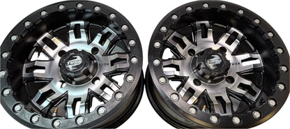 4 TUSK TETON BEADLOCK ATV UTV MACHINED/BLACK WHEELS 14X7 4/139.7 ET+5