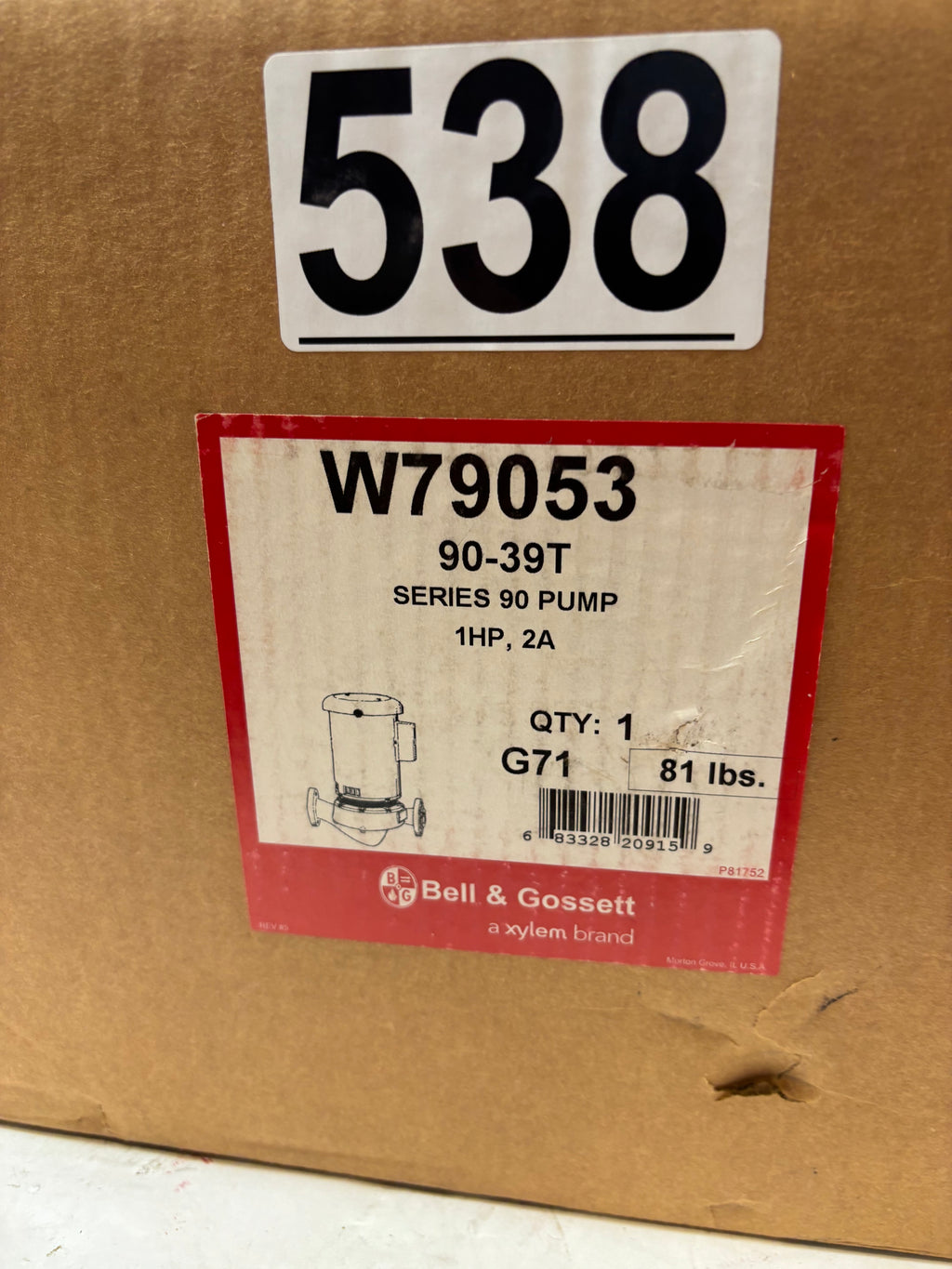 BELL AND GOSSETT 90 SERIES PUMP 90-39T 2A 179053 W79053