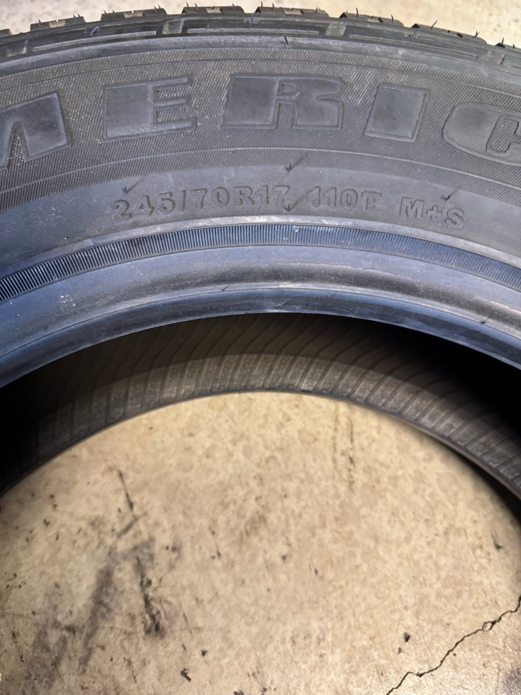 NOS AMERICUS ALL TERRAIN BSW P 245 70 17 110T TIRE AMD0631