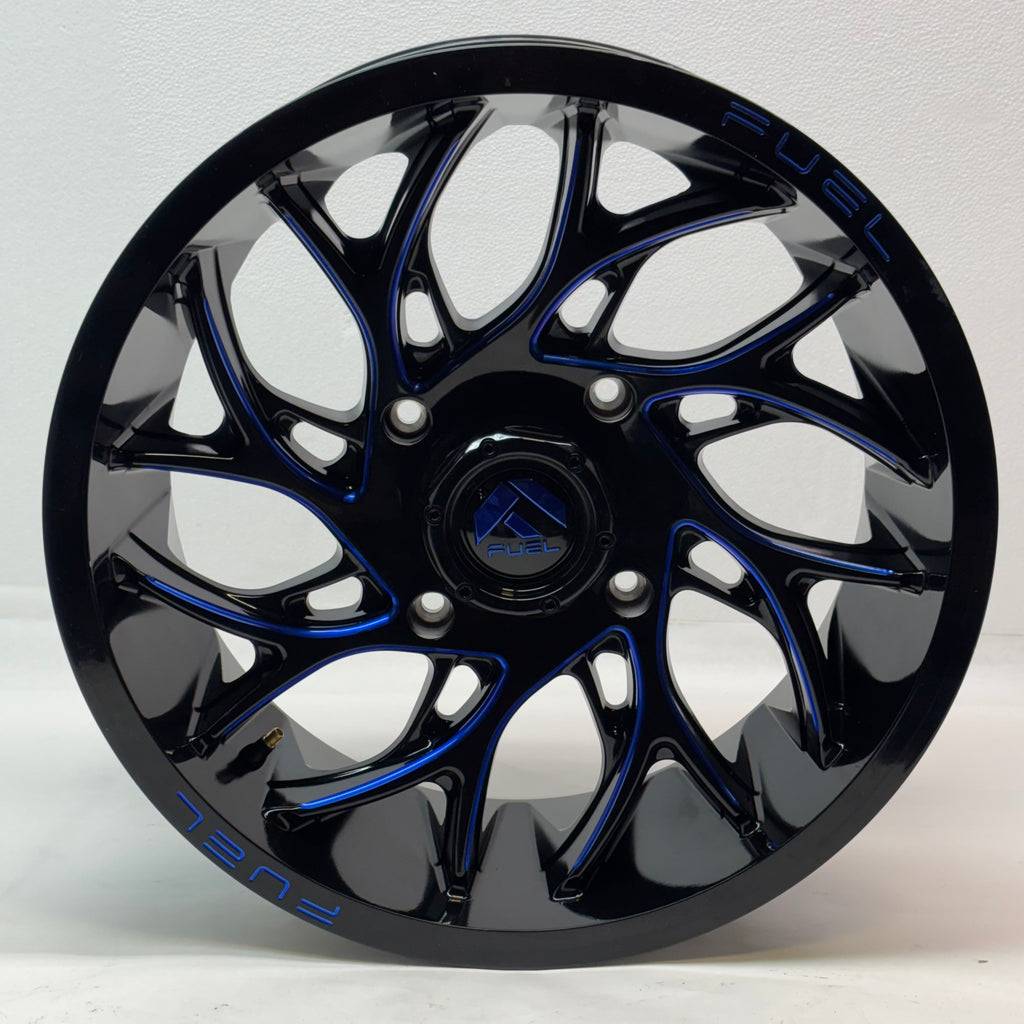 FUEL UTV ALUMINUM RIM D778 RUNNER UTV 18X7 5X156 ET13 GLOSS BLACK MILLED CANDY BLUE FINISH