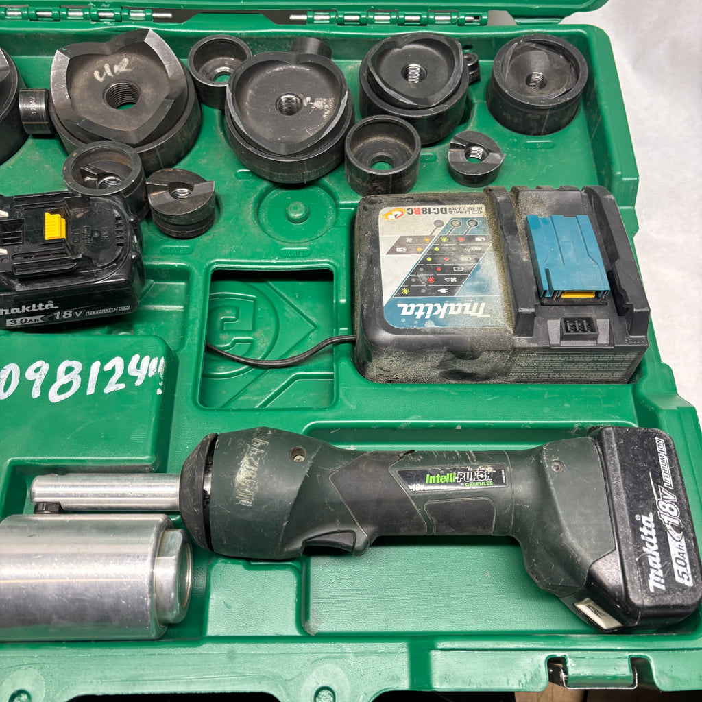 USED GREENLEE LS100X INTELLI-PUNCH 11-TON BATTERY-HYDRAULIC KNOCKOUT PUNCH KIT WITH SLUG-BUSTER