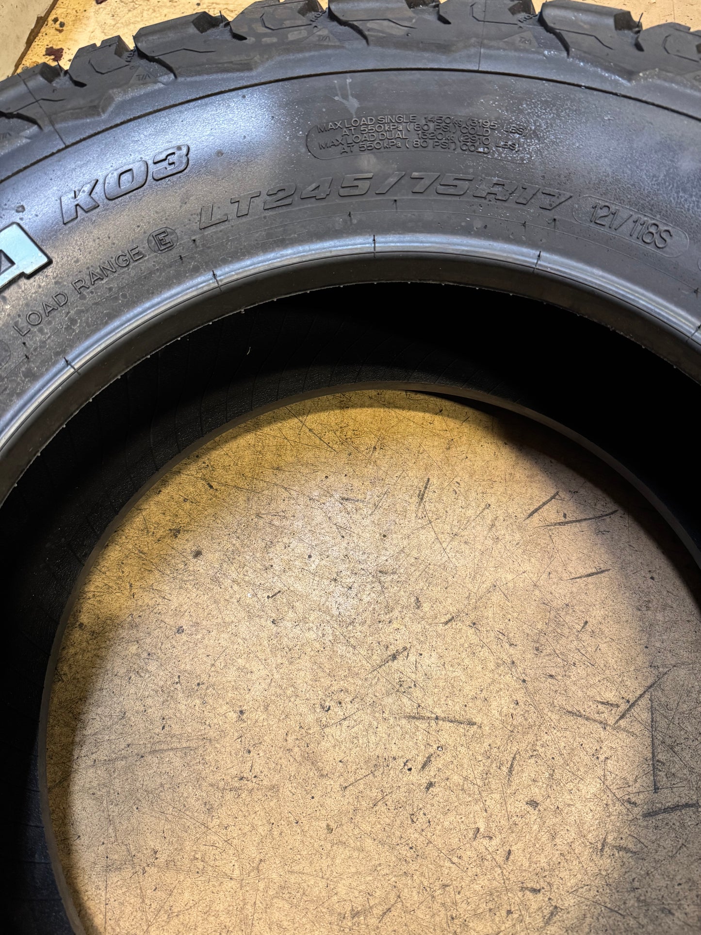 BFGOODRICH ALL TERRAIN KO3 RWL LT 245 75 17 121/118S 10PLY TIRE 25935